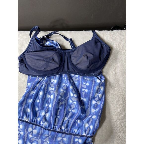 Athleta Mashiko Side Scrunch Tankini Size 36 B/C Blue #211824 Swim Suit Top - Picture 9 of 10